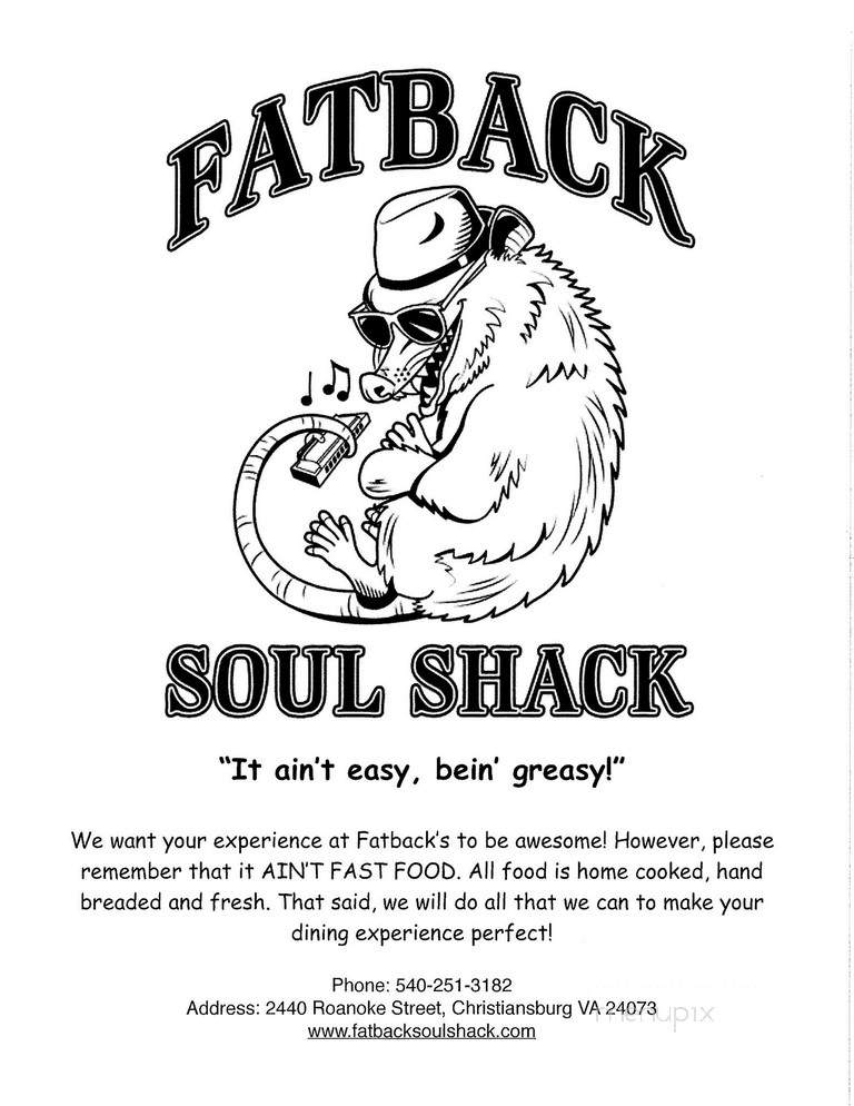 Fatback Soul Shack - Christiansburg, VA menu_pic