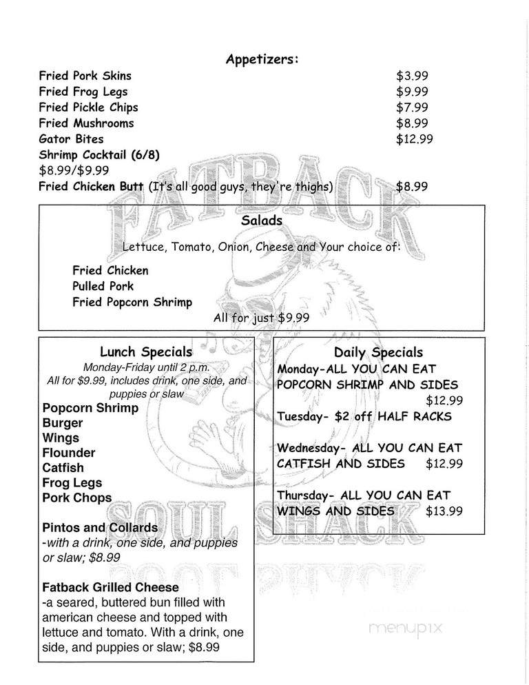 Fatback Soul Shack - Christiansburg, VA menu_pic