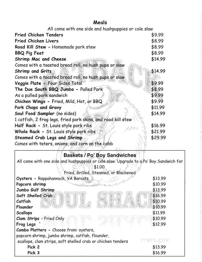 Fatback Soul Shack - Christiansburg, VA menu_pic