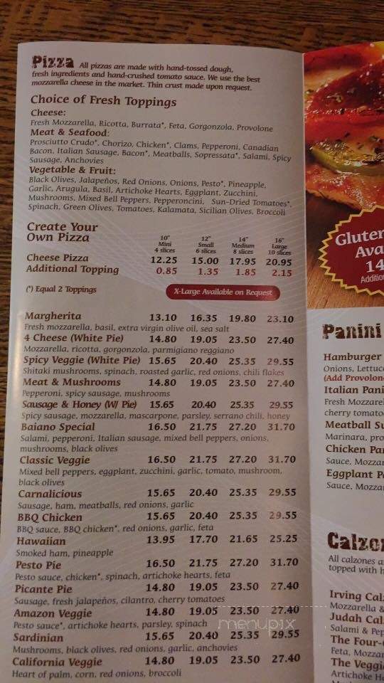 Baiano Pizzeria - San Francisco, CA menu_pic