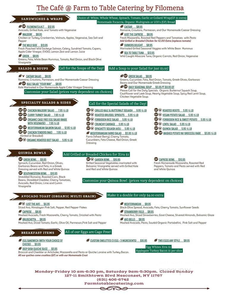 Farm To Table Catering By Filomena - Nesconset, NY menu_pic