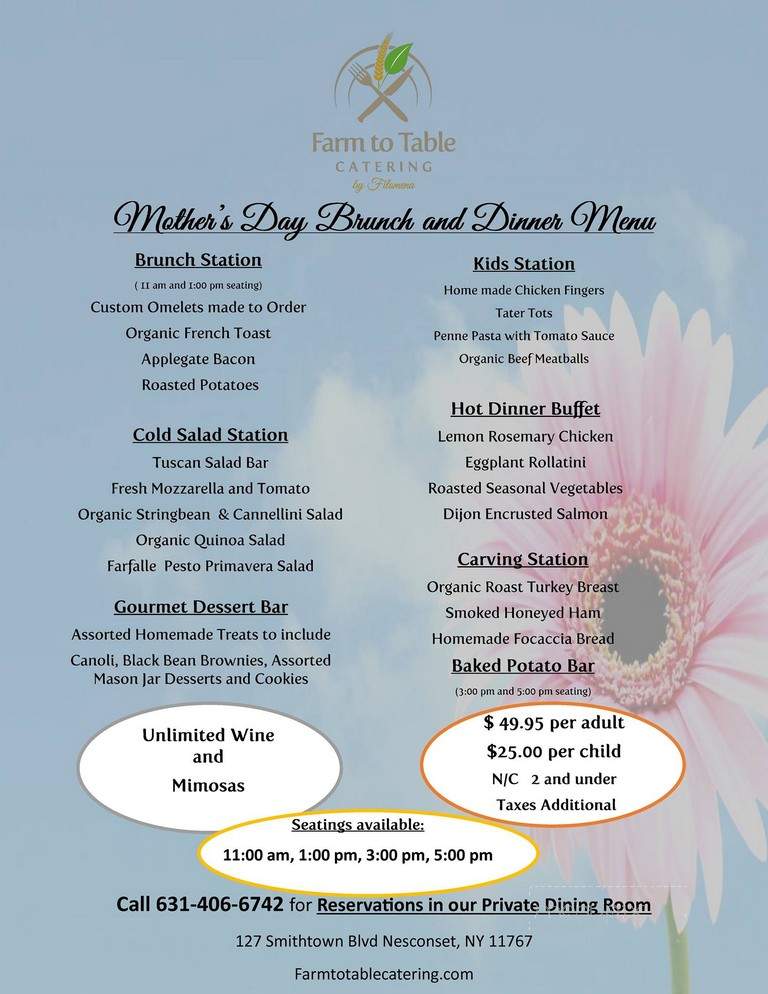 Farm To Table Catering By Filomena - Nesconset, NY menu_pic