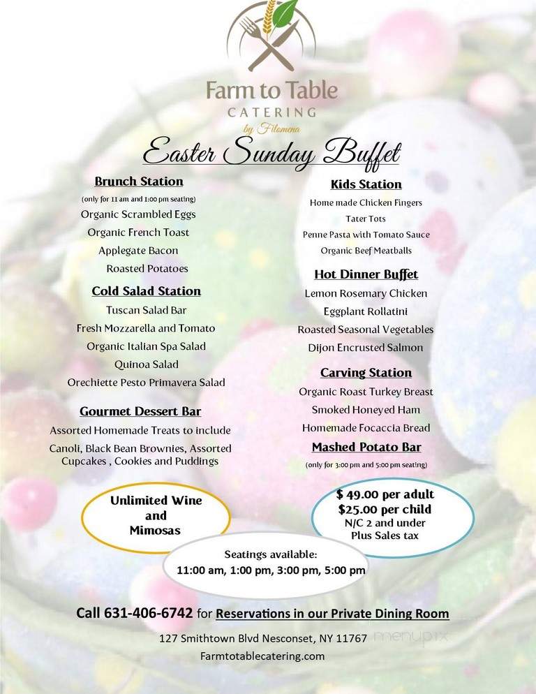 Farm To Table Catering By Filomena - Nesconset, NY menu_pic