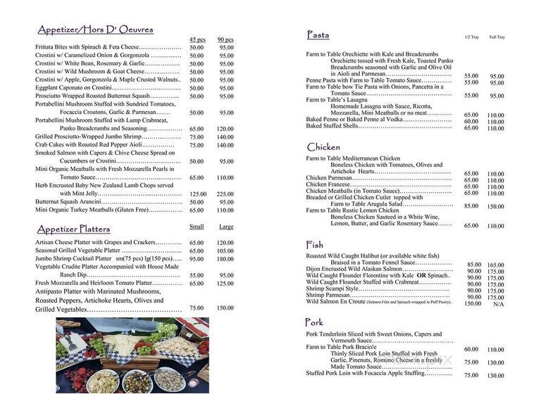 Farm To Table Catering By Filomena - Nesconset, NY menu_pic