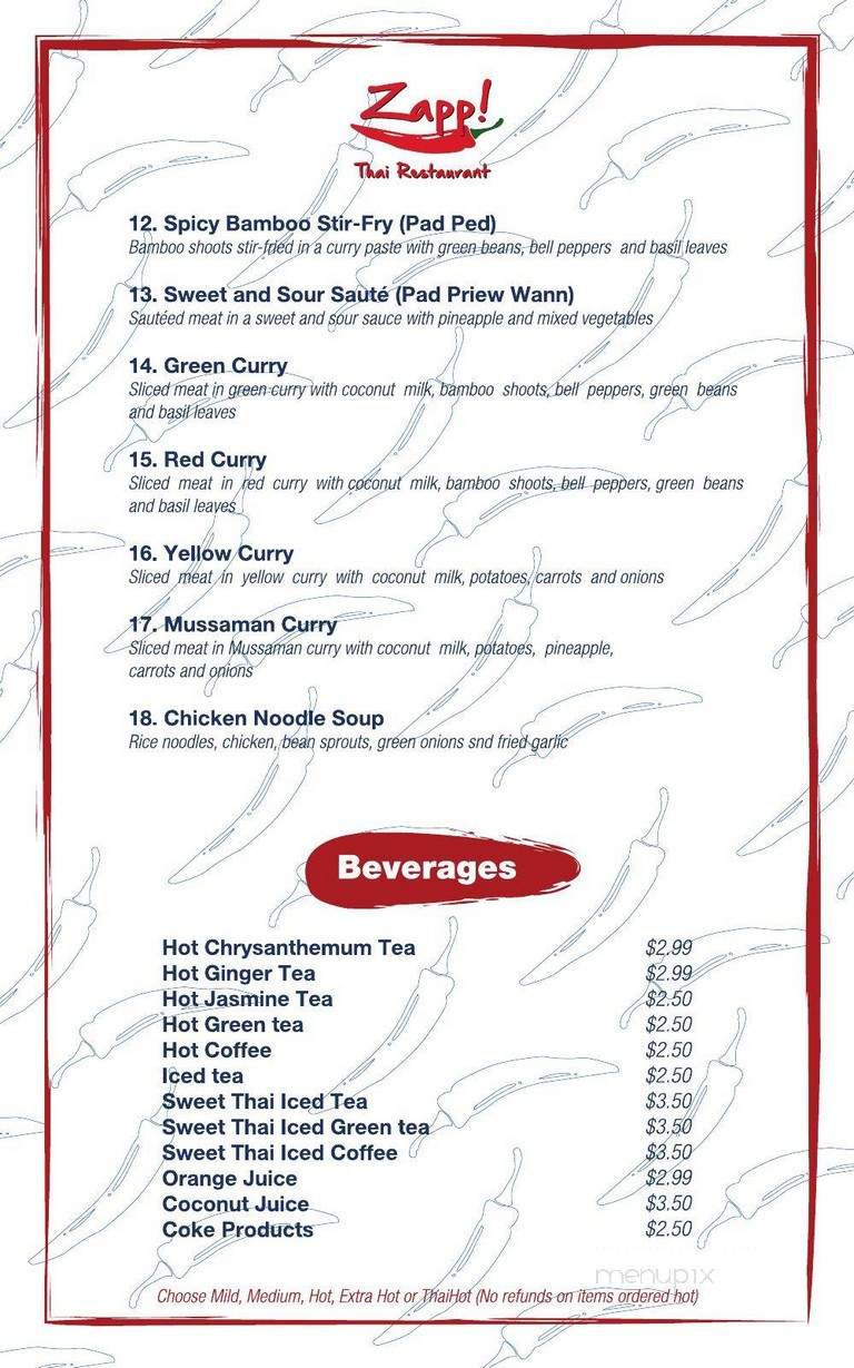 Zapp Thai Restaurant - Greenfield, IN menu_pic