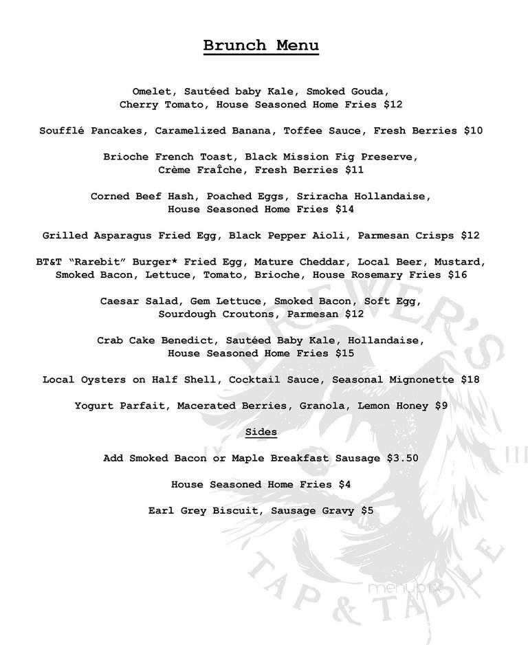 Brewer's Tap & Table - Waltham, MA menu_pic