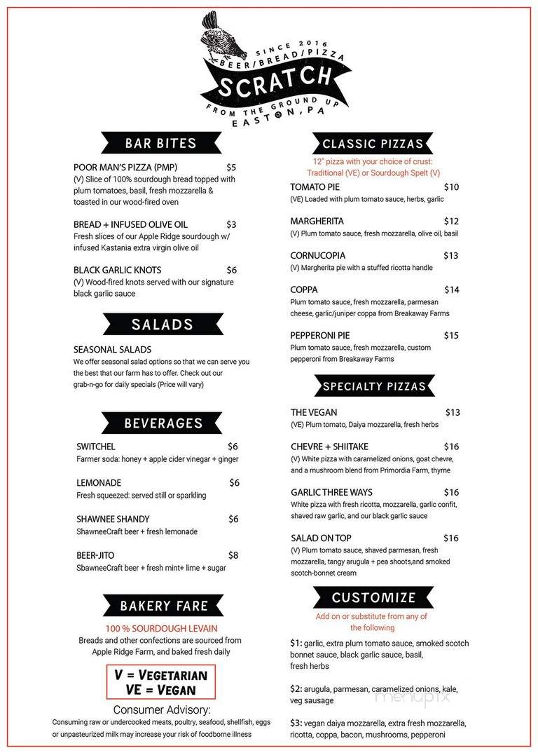 Scratch - Easton, PA menu_pic