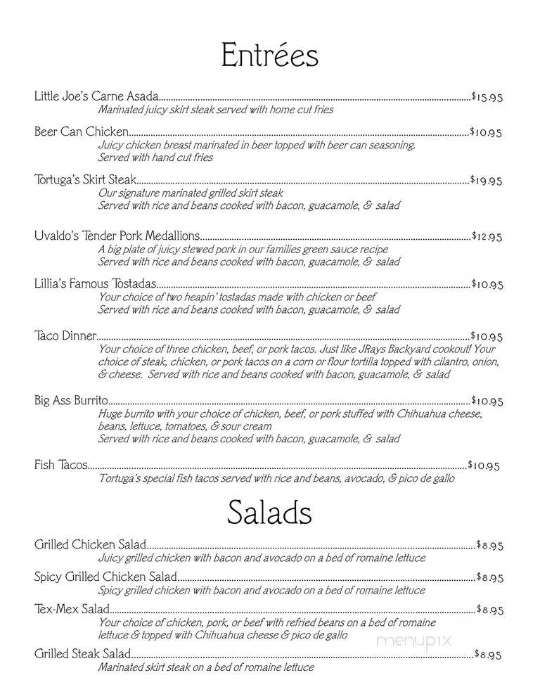 Tortuga's Bar & Grill - Mendota, IL menu_pic