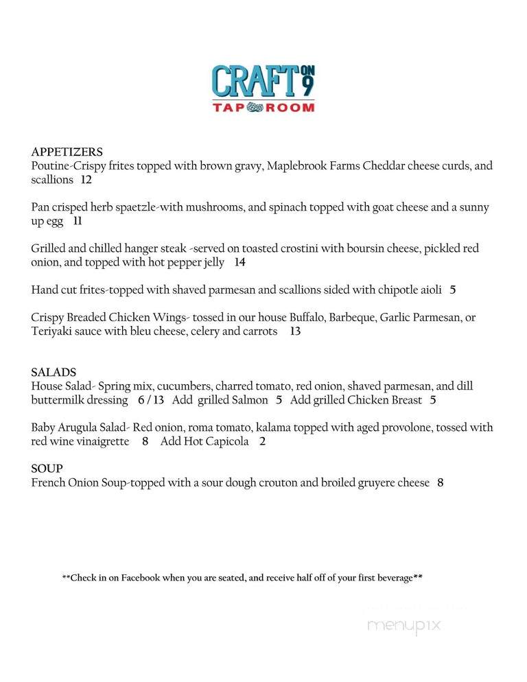 Craft On 9 - Fort Edward, NY menu_pic