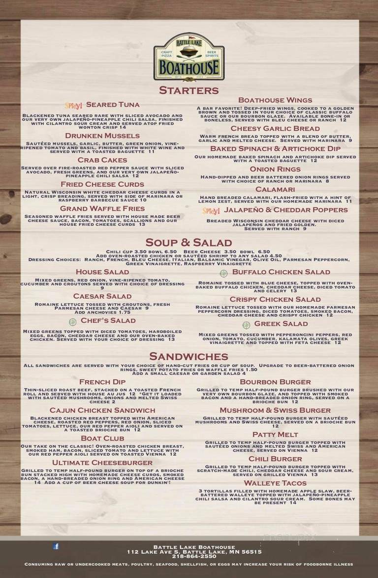 Battle Lake Boathouse Restaurant - Battle Lake, MN menu_pic