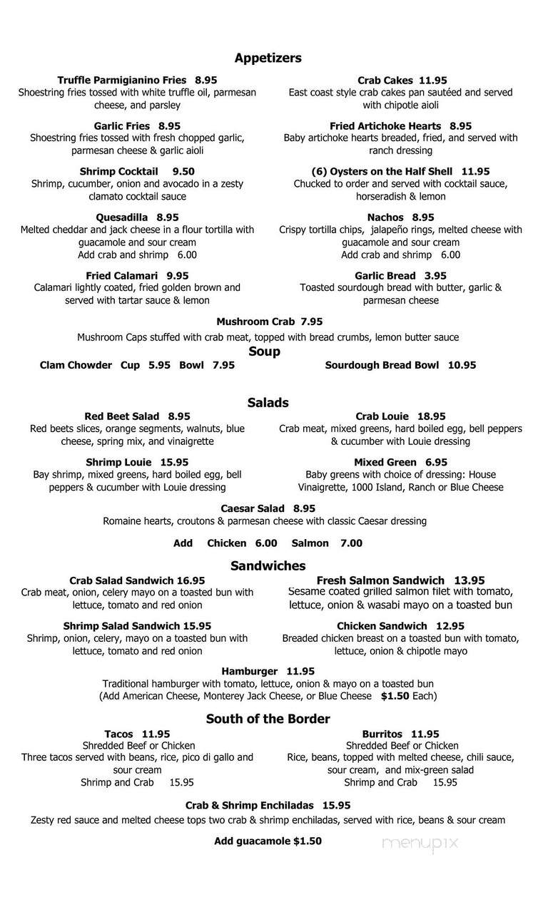Crab House - Monterey, CA menu_pic