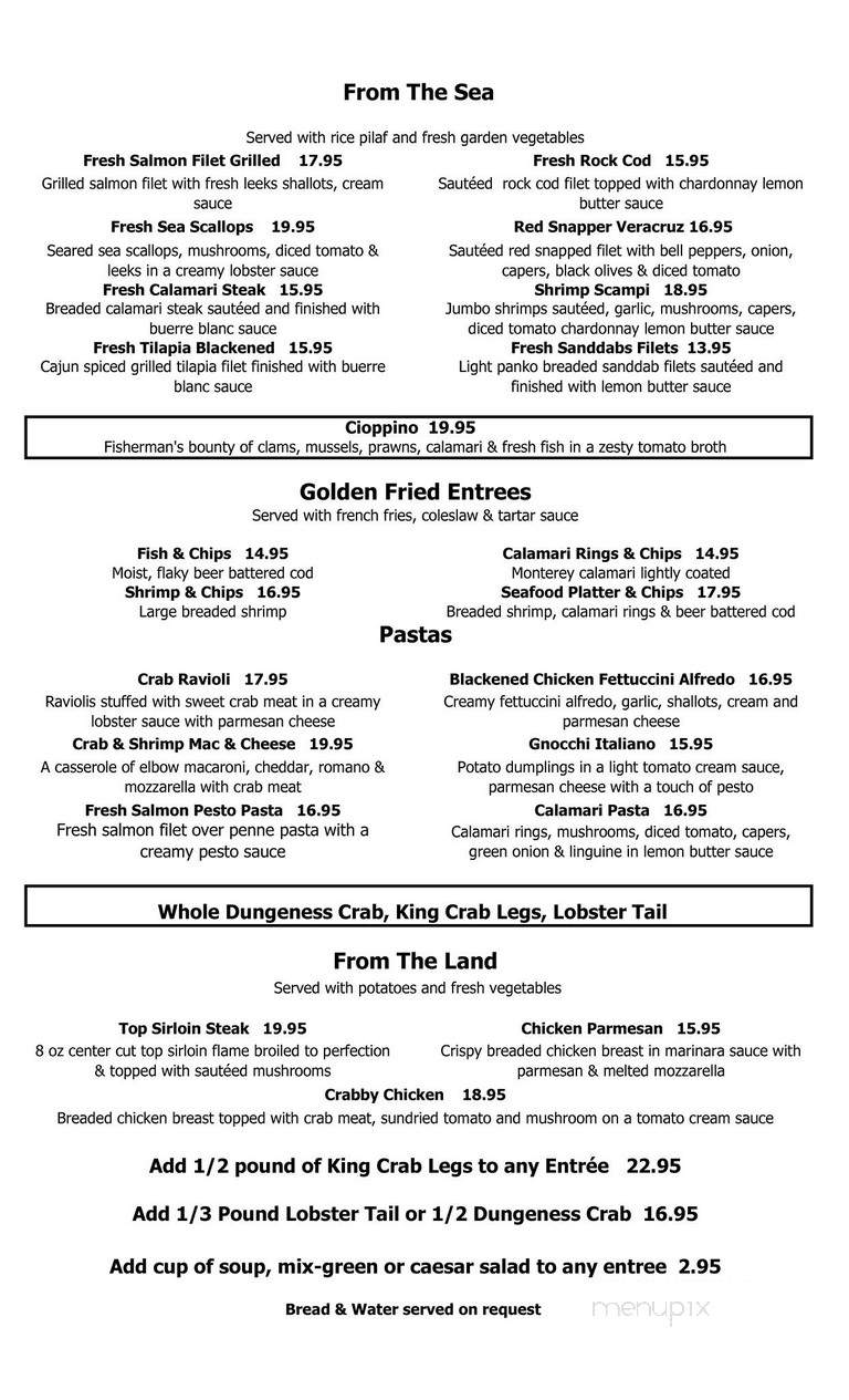 Crab House - Monterey, CA menu_pic