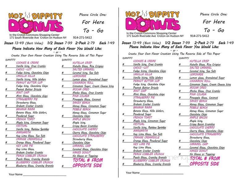 Hot Dippity Donuts - Croton-on-Hudson, NY menu_pic