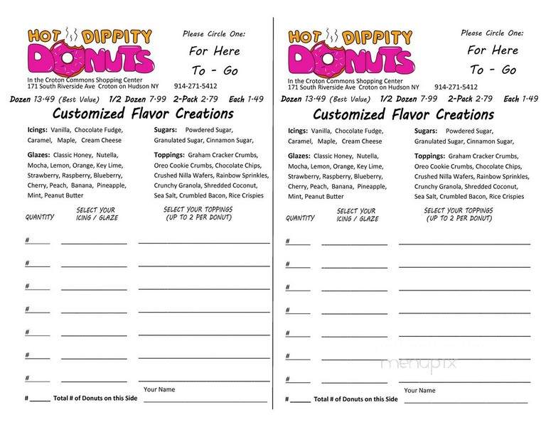 Hot Dippity Donuts - Croton-on-Hudson, NY menu_pic