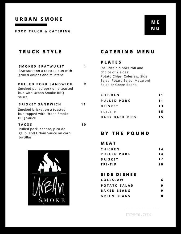 Urban Smoke - Boise, ID menu_pic