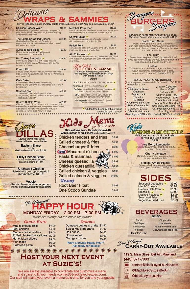 Black Eyed Suzie's - Bel Air, MD menu_pic