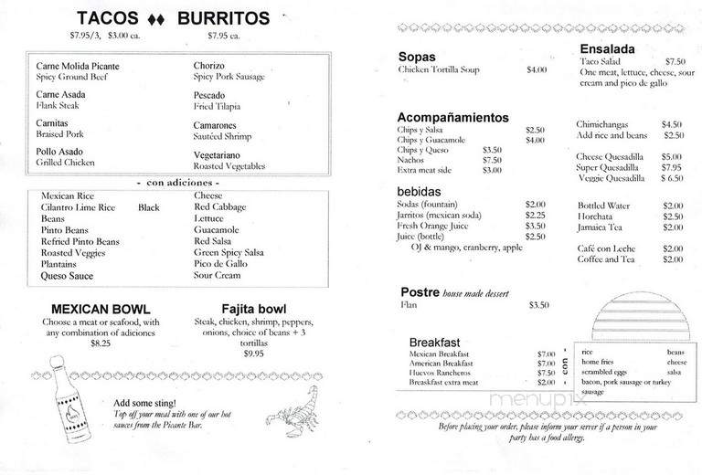 El Jefe's Taqueria - Cambridge, MA menu_pic