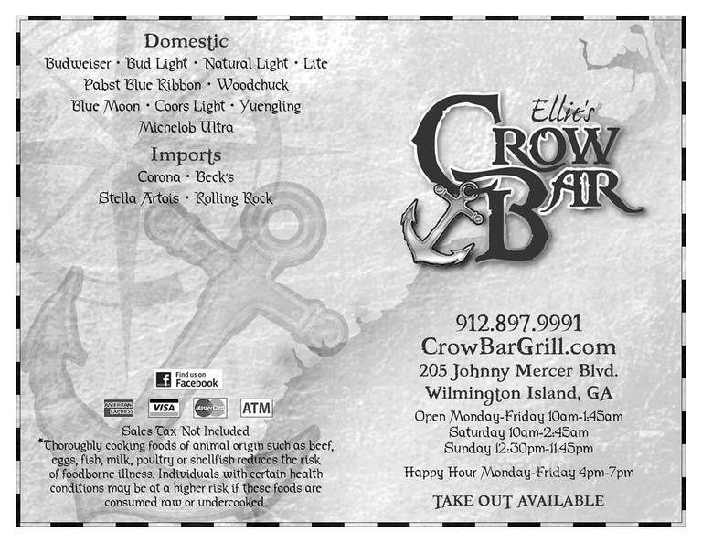 Ellie's Crow Bar & Grill - Savannah, GA menu_pic