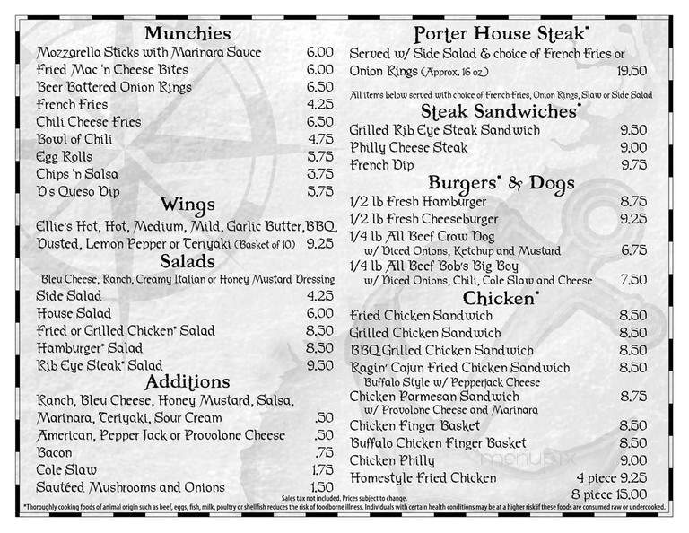 Ellie's Crow Bar & Grill - Savannah, GA menu_pic