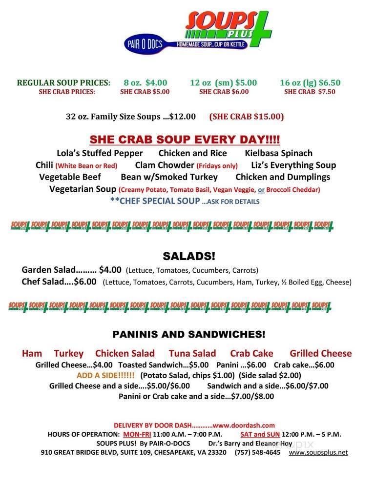 Soups Plus - Chesapeake, VA menu_pic