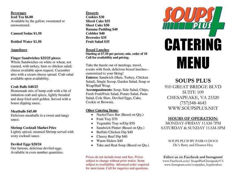 Soups Plus - Chesapeake, VA menu_pic