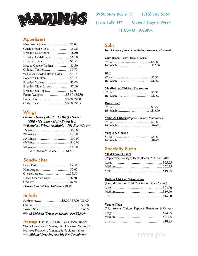 Parlor Pizza - Boonville, NY menu_pic