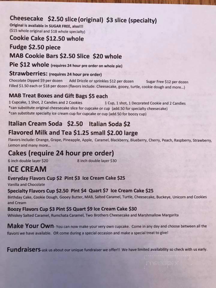 MAB Cupcakes - Farmington, MO menu_pic