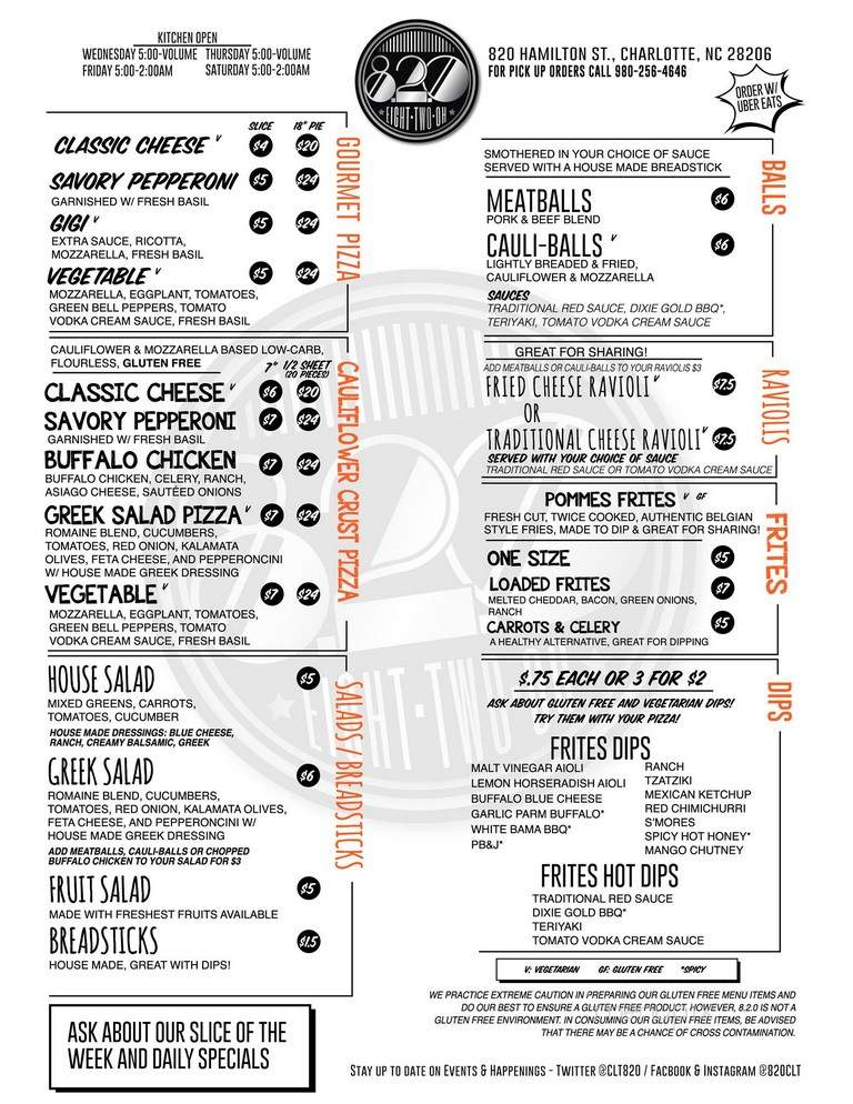 8.2.0 Bar/Restaurant - Charlotte, NC menu_pic