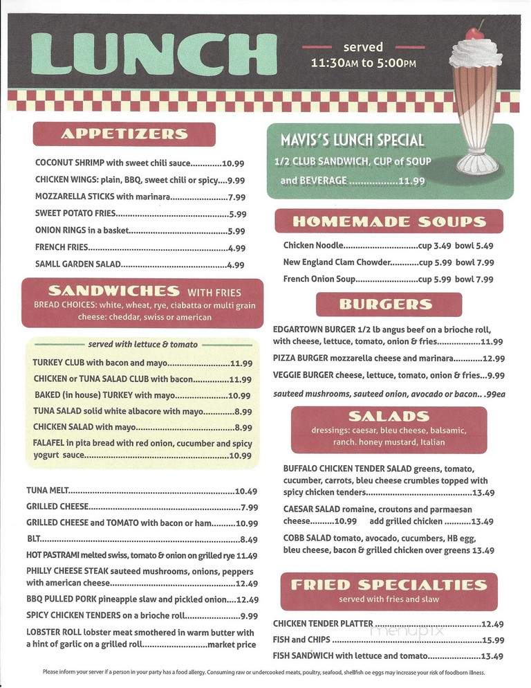Edgartown Diner - Edgartown, MA menu_pic