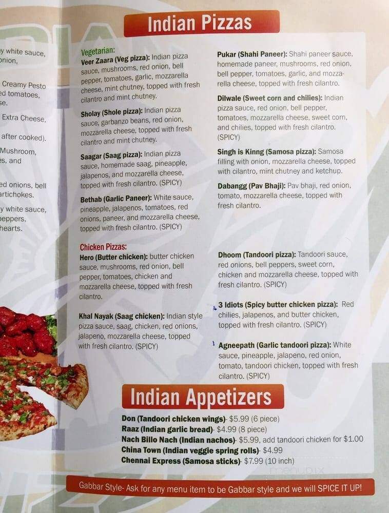 Tasty Indian Pizza - Fairfield, CA menu_pic