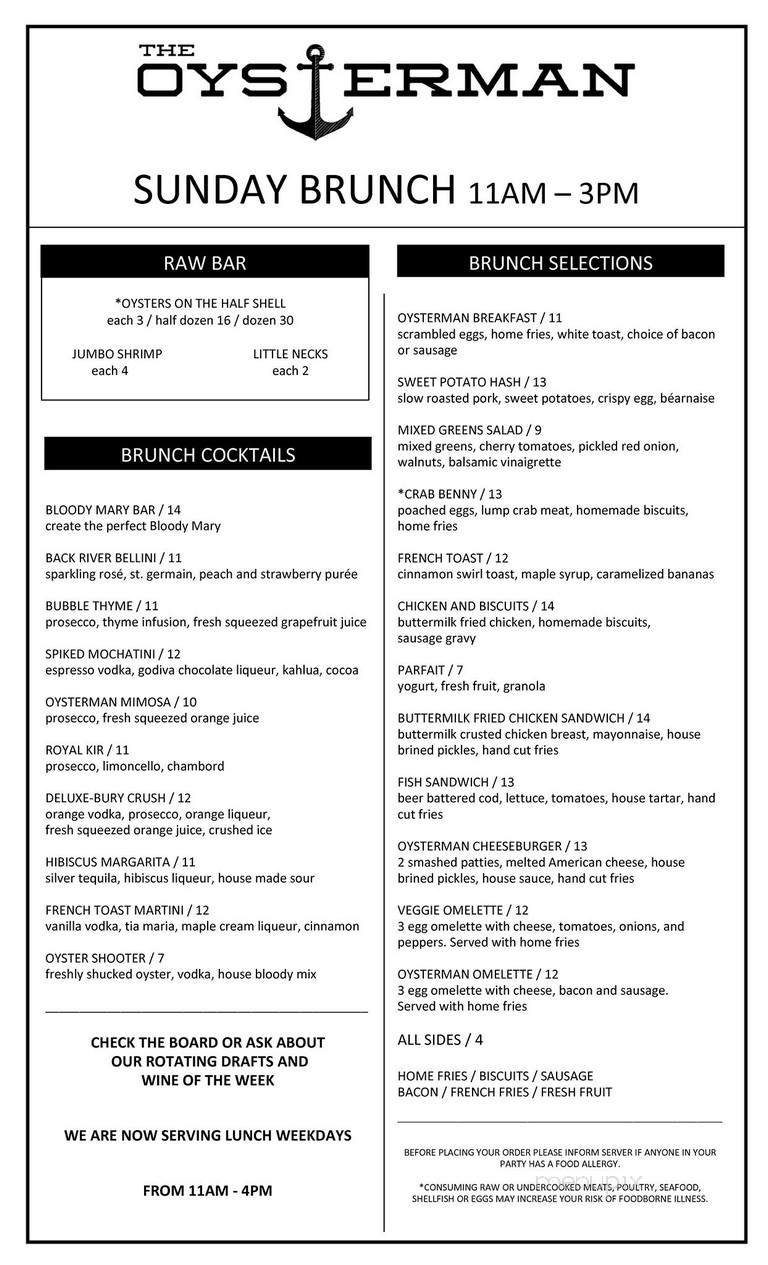 The Oysterman - Duxbury, MA menu_pic