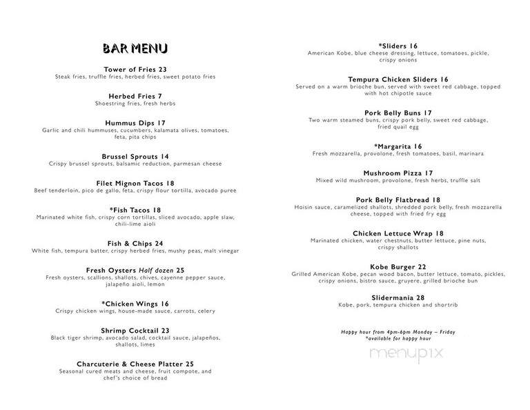 ONYX Rooftop Bar - Santa Monica, CA menu_pic