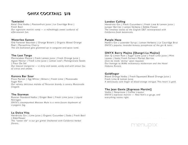 ONYX Rooftop Bar - Santa Monica, CA menu_pic