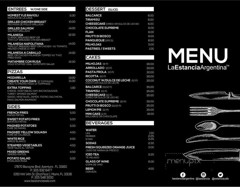 La Estancia Argentina - Miami, FL menu_pic