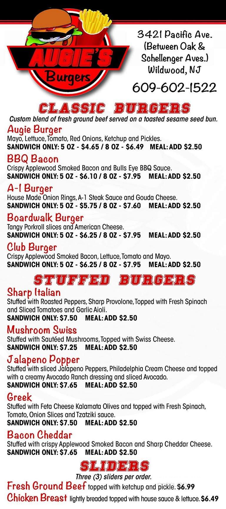 Augies Burgers - Wildwood, NJ menu_pic