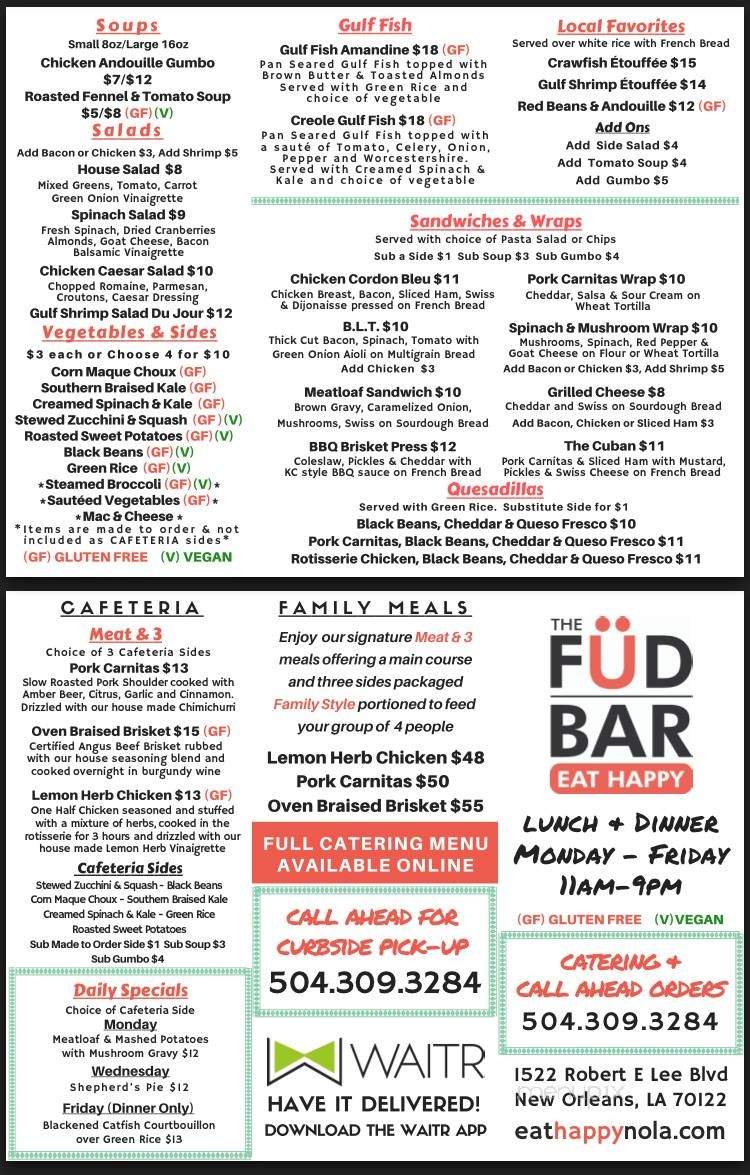 The Fud Bar - New Orleans, LA menu_pic