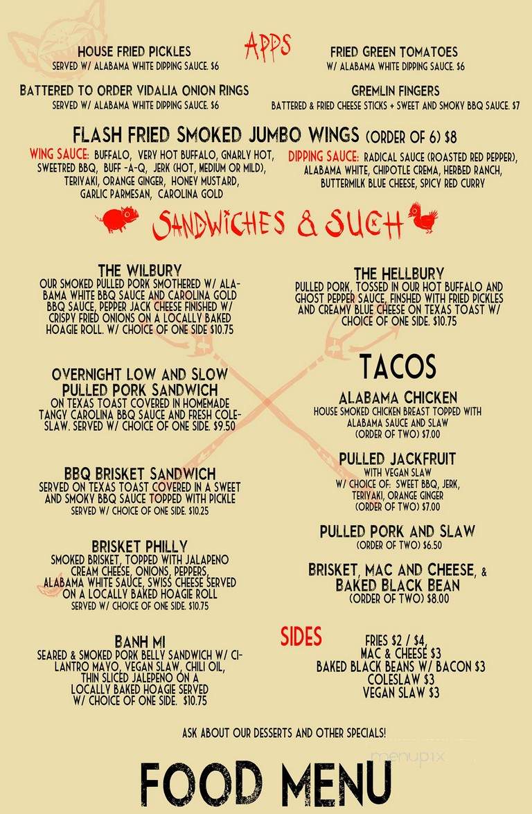 The Wilbury - Tallahassee, FL menu_pic