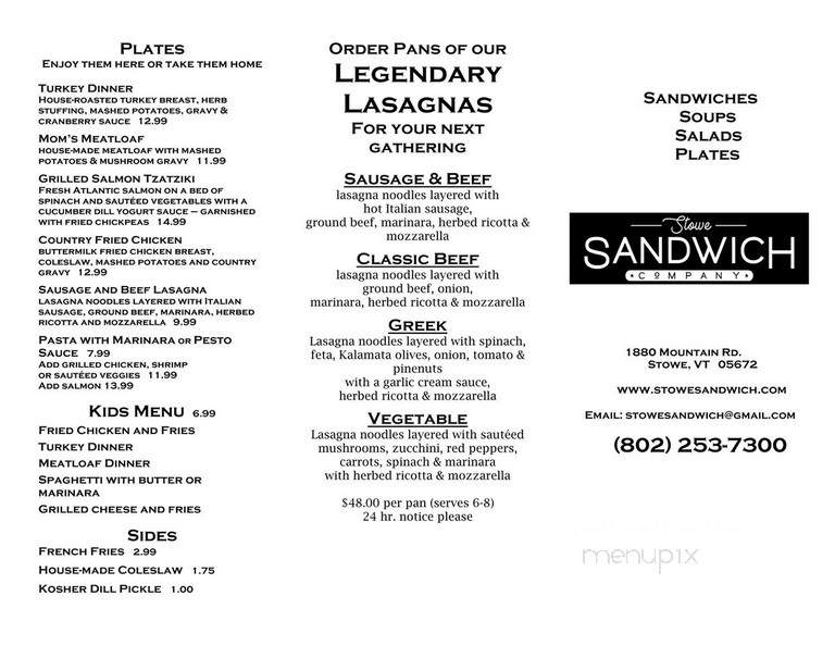 The Kitchen - Stowe, VT menu_pic