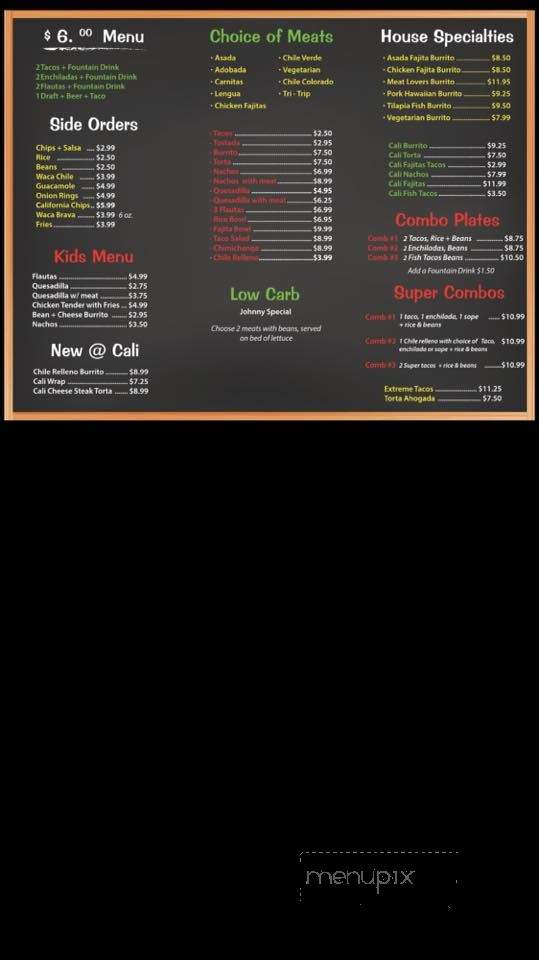 California Tacos - Buellton, CA menu_pic