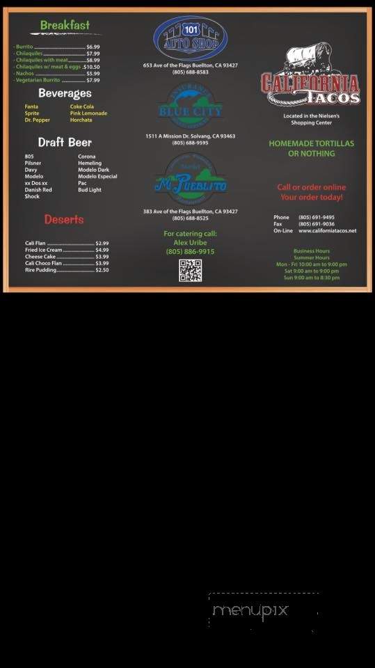 California Tacos - Buellton, CA menu_pic