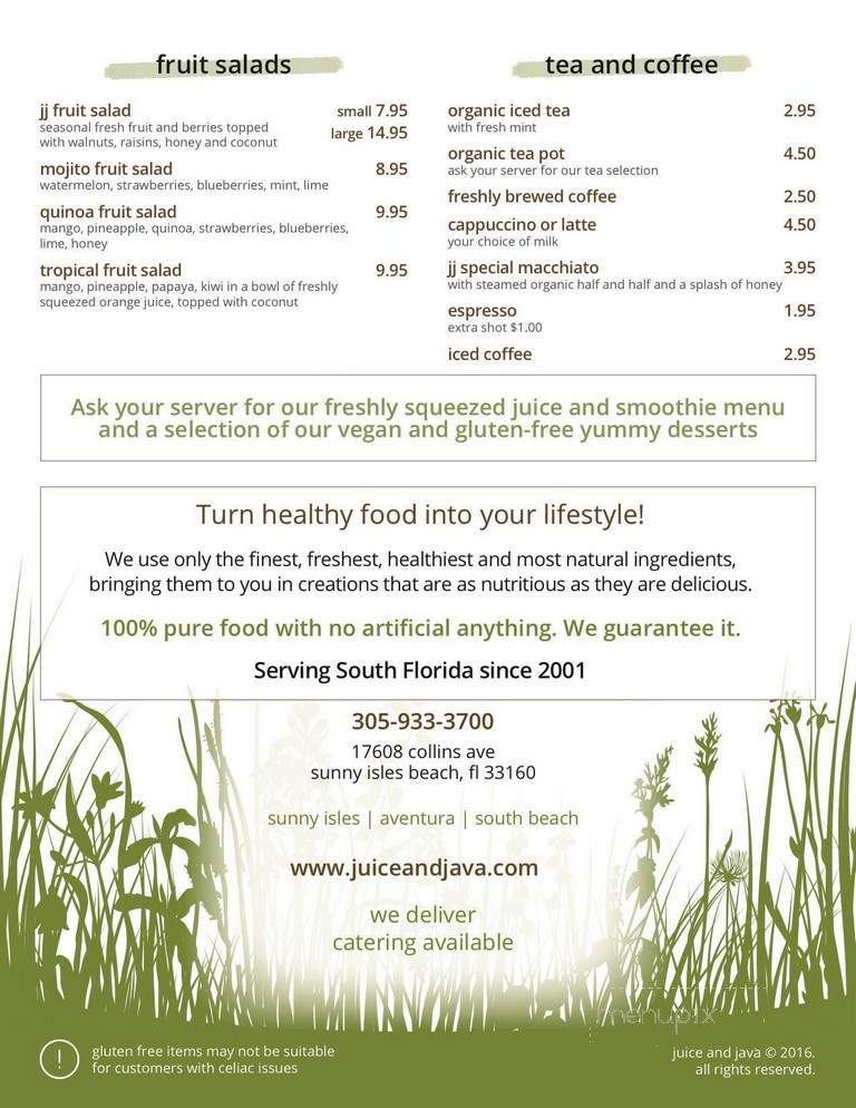 Juice And Java - Sunny Isles Beach, FL menu_pic