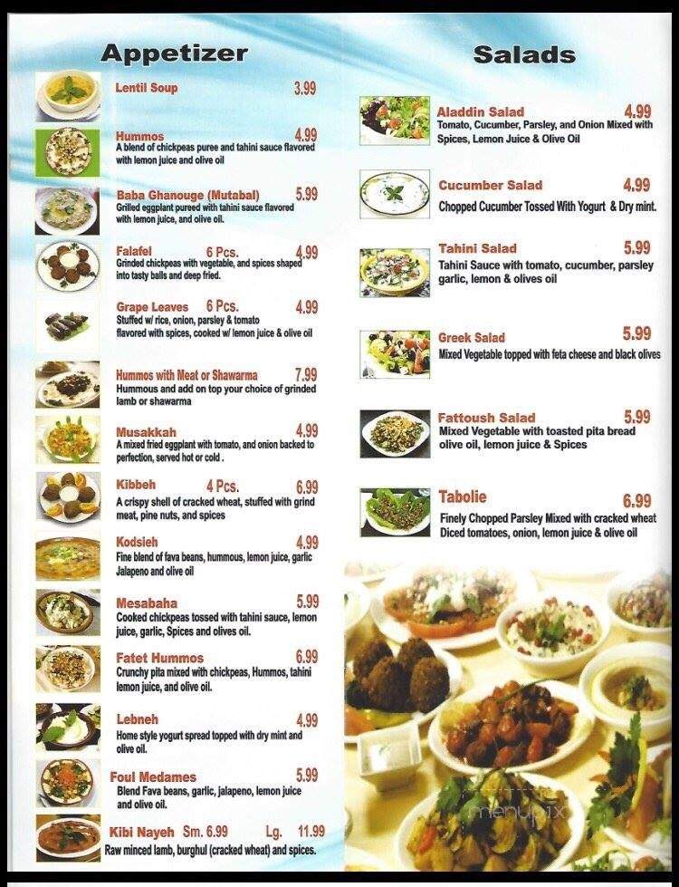 Aladdin Mediterranean Restaurant - Miami, FL menu_pic