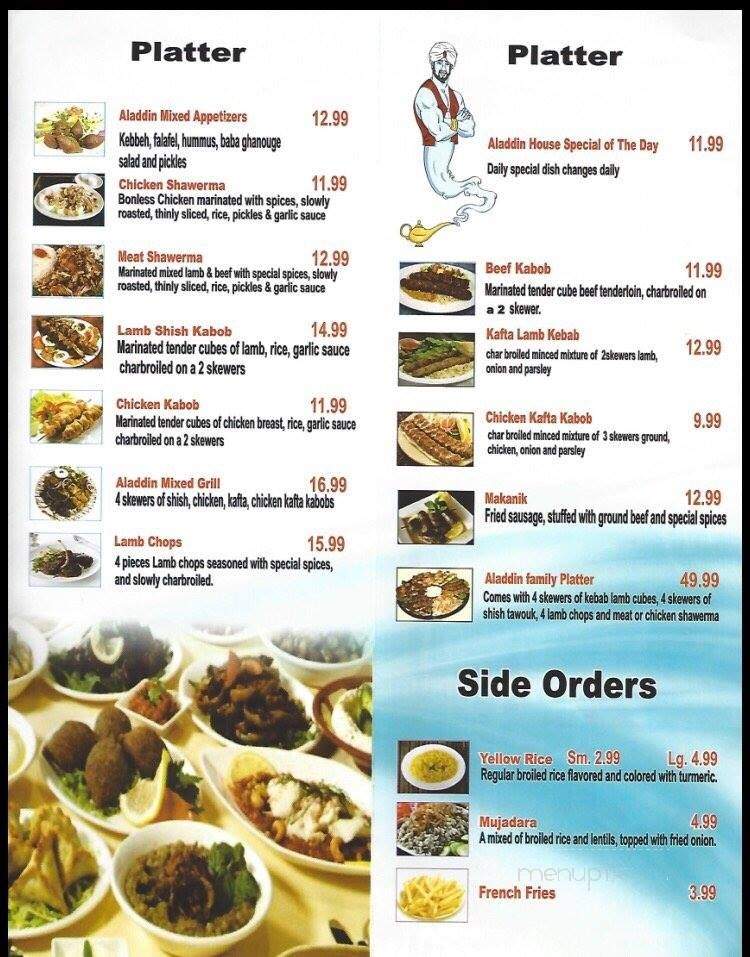 Aladdin Mediterranean Restaurant - Miami, FL menu_pic