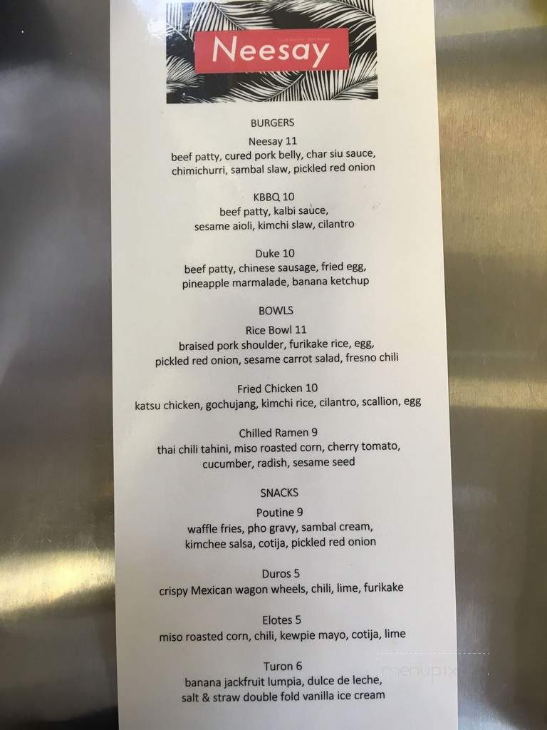 Neesay - Portland, OR menu_pic