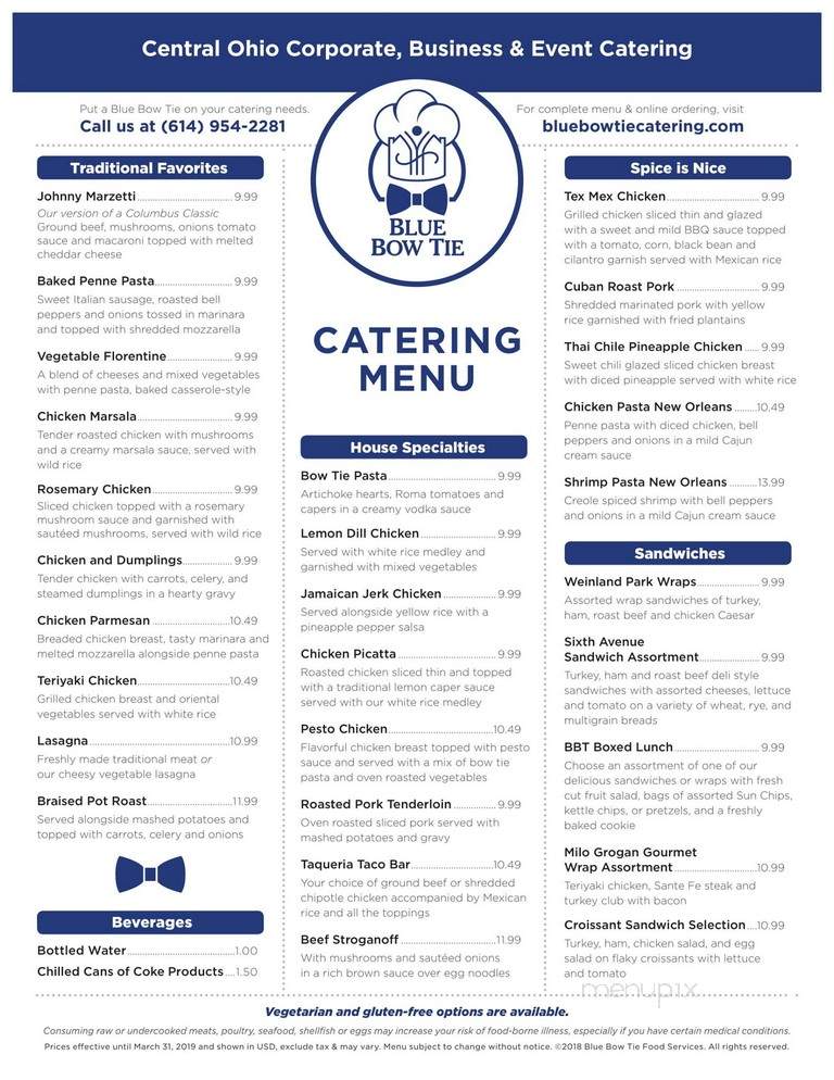 Blue Bow Tie Bistro - Columbus, OH menu_pic