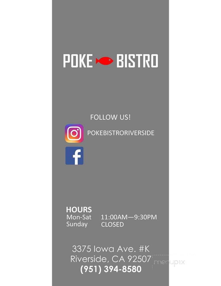 Poke Bistro - Riverside, CA menu_pic