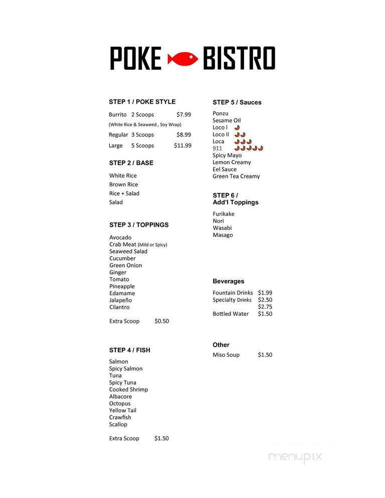 Poke Bistro - Riverside, CA menu_pic