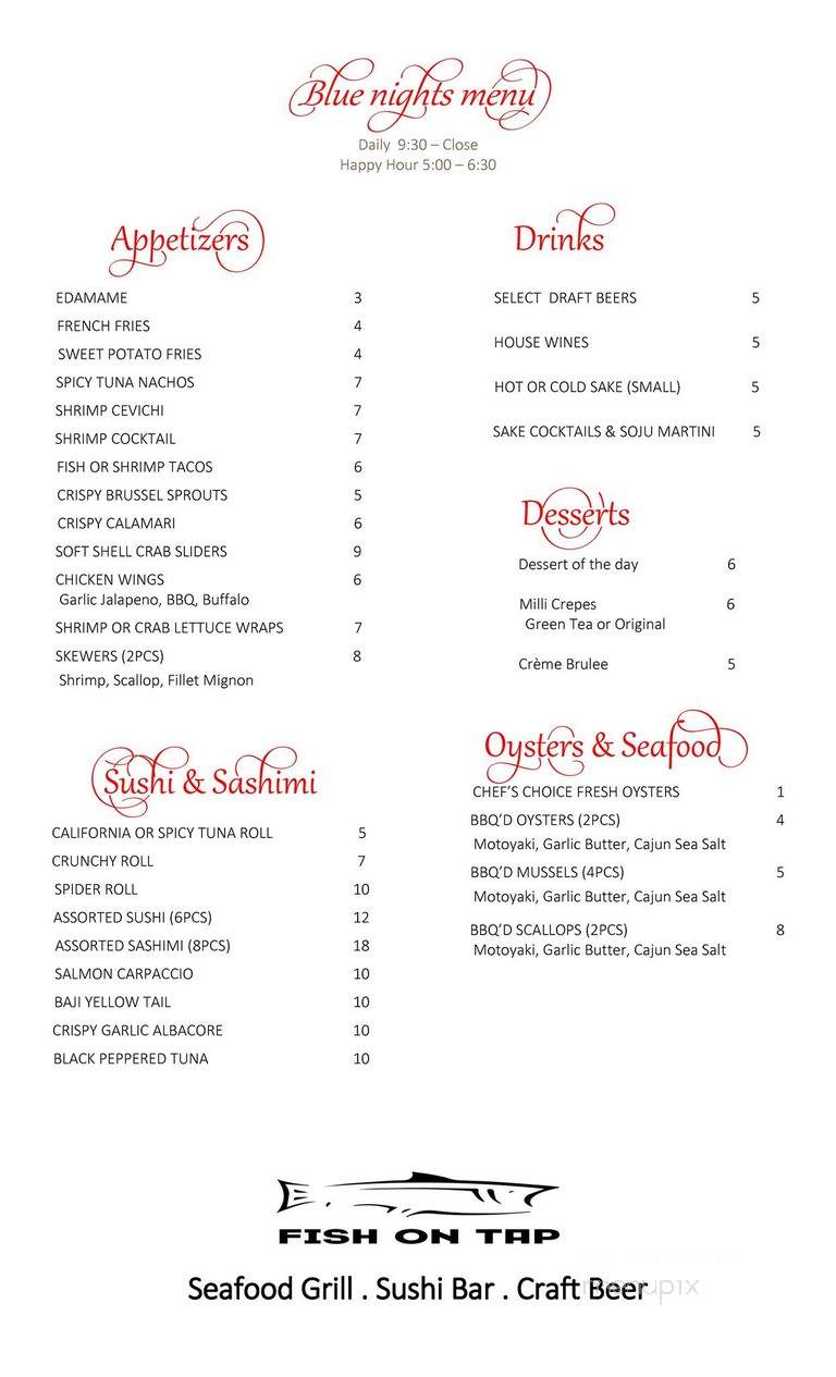 Fish On Tap - Pasadena, CA menu_pic