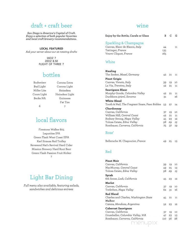 Drift - San Diego, CA menu_pic