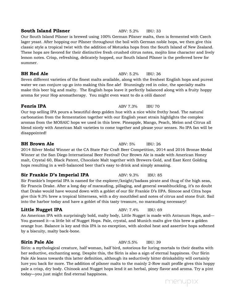 Barrel Harbor - San Diego, CA menu_pic